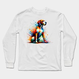 Colorful Abstract Splashed Paint Pointer Dog Artwork Long Sleeve T-Shirt